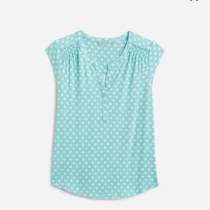 Split neck cap sleeve turquoise top- new with tags never worn
